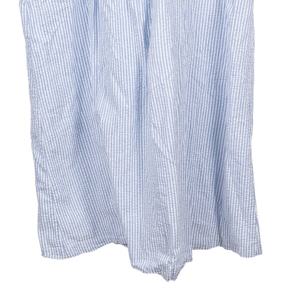 Herbcraft VTG Robe House Dress M Womens Blue White Striped Seersucker Floral - Picture 4 of 6